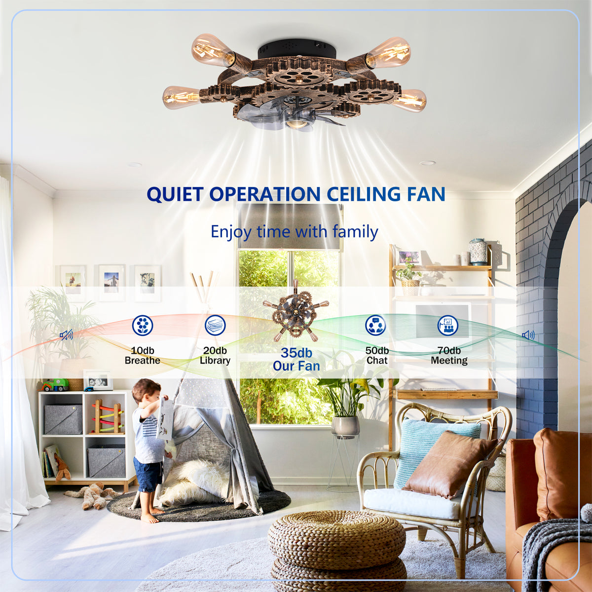 Wrenfield Bronze Caged Ceiling Fan with Light – 19.6" 7-Blade Fan (Bulbs Not Included) – view 12