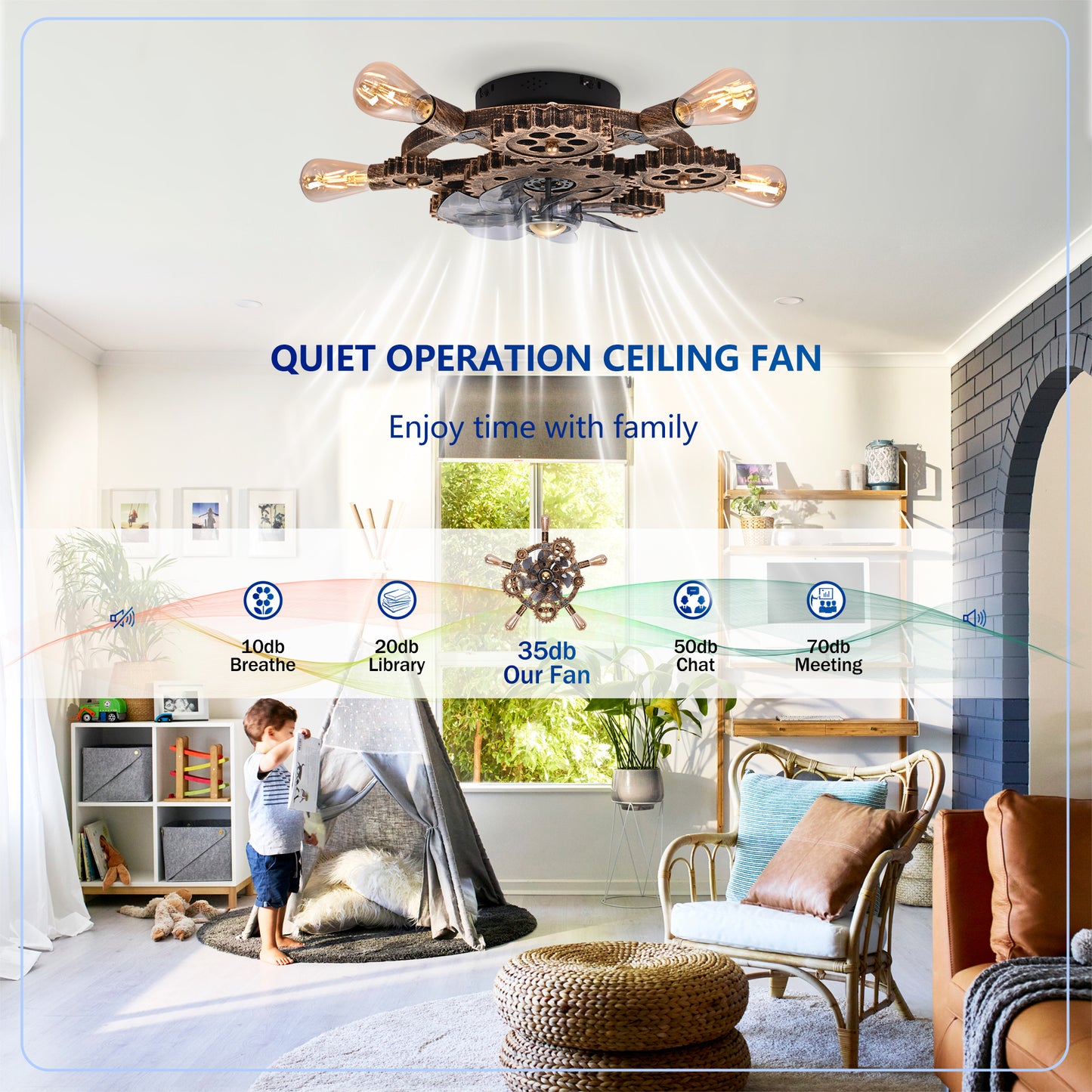 Wrenfield Bronze Caged Ceiling Fan with Light – 19.6" 7-Blade Fan (Bulbs Not Included) – view 12