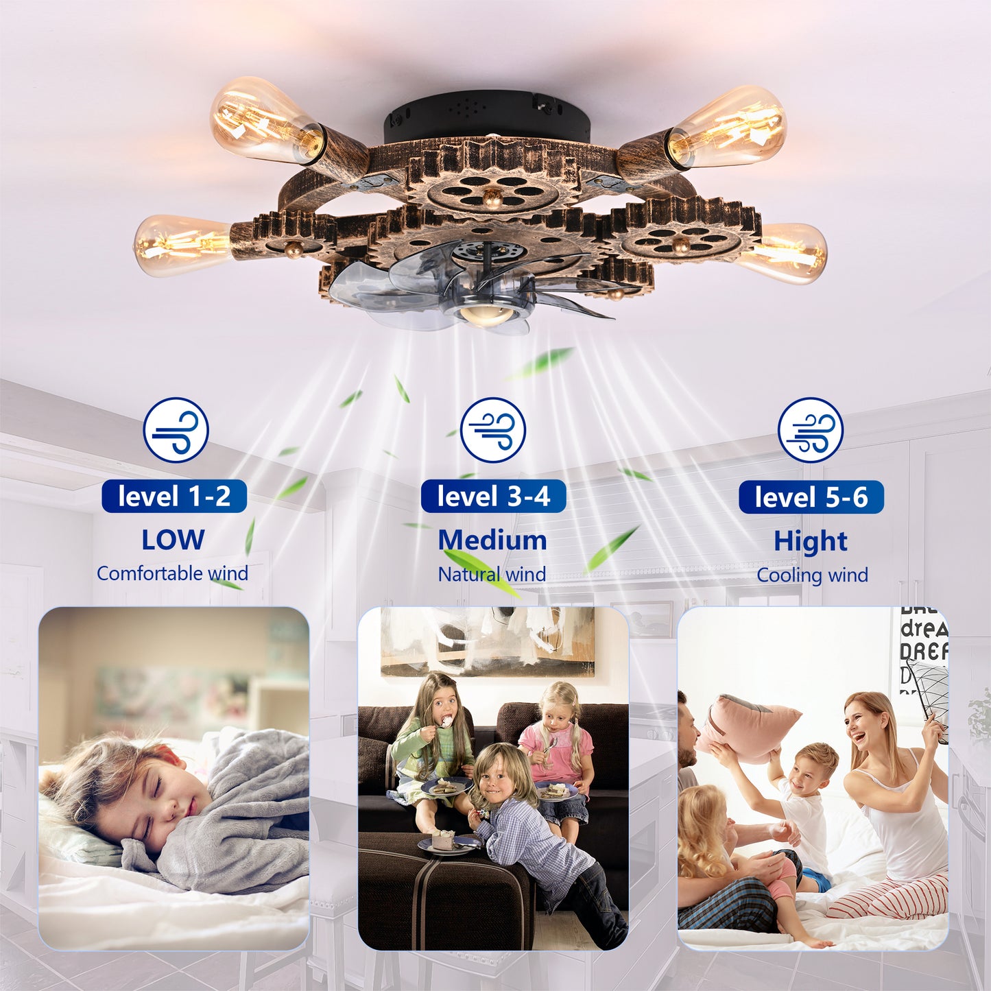 Wrenfield Bronze Caged Ceiling Fan with Light – 19.6" 7-Blade Fan (Bulbs Not Included) – view 13