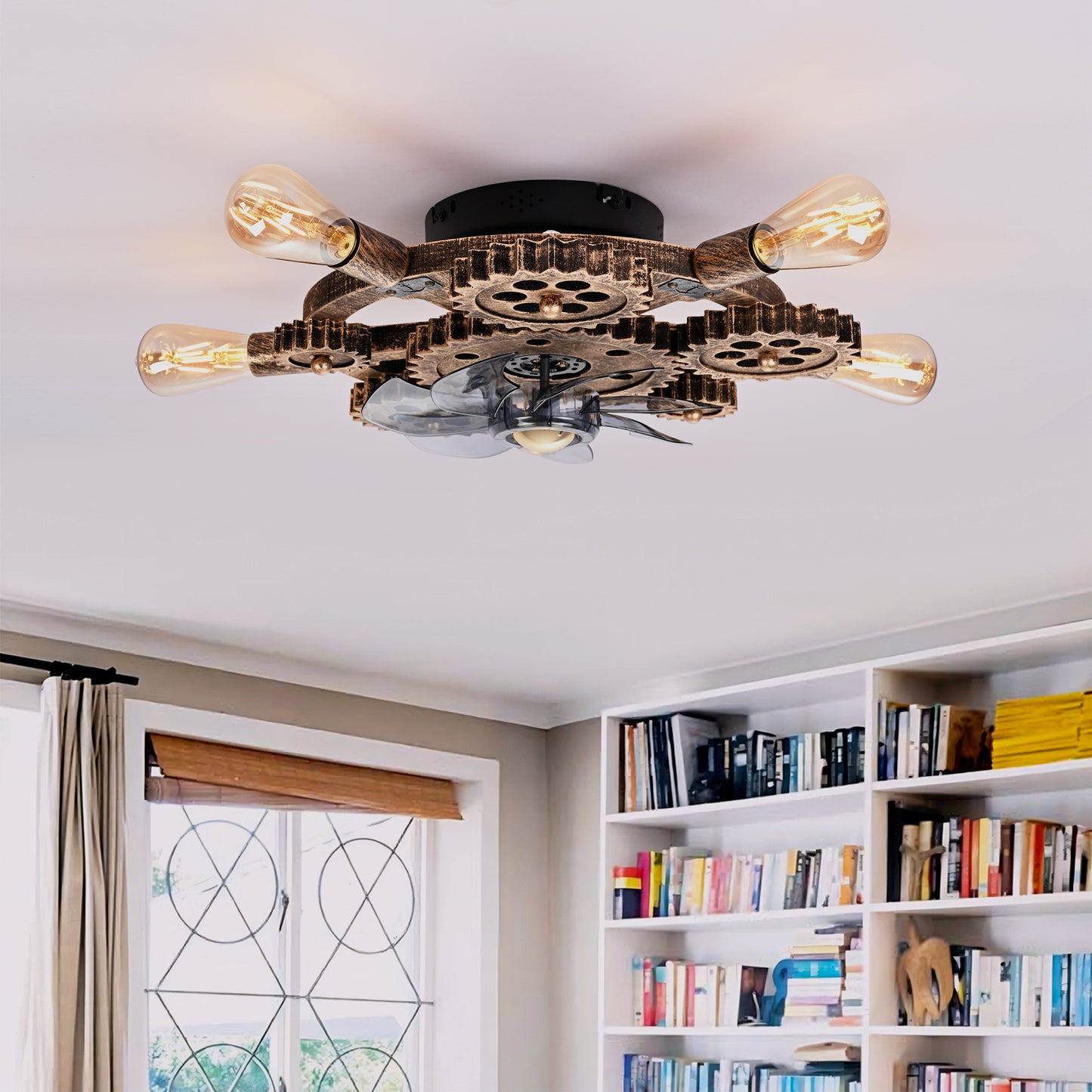 Wrenfield Bronze Caged Ceiling Fan with Light – 19.6" 7-Blade Fan (Bulbs Not Included) – view 2