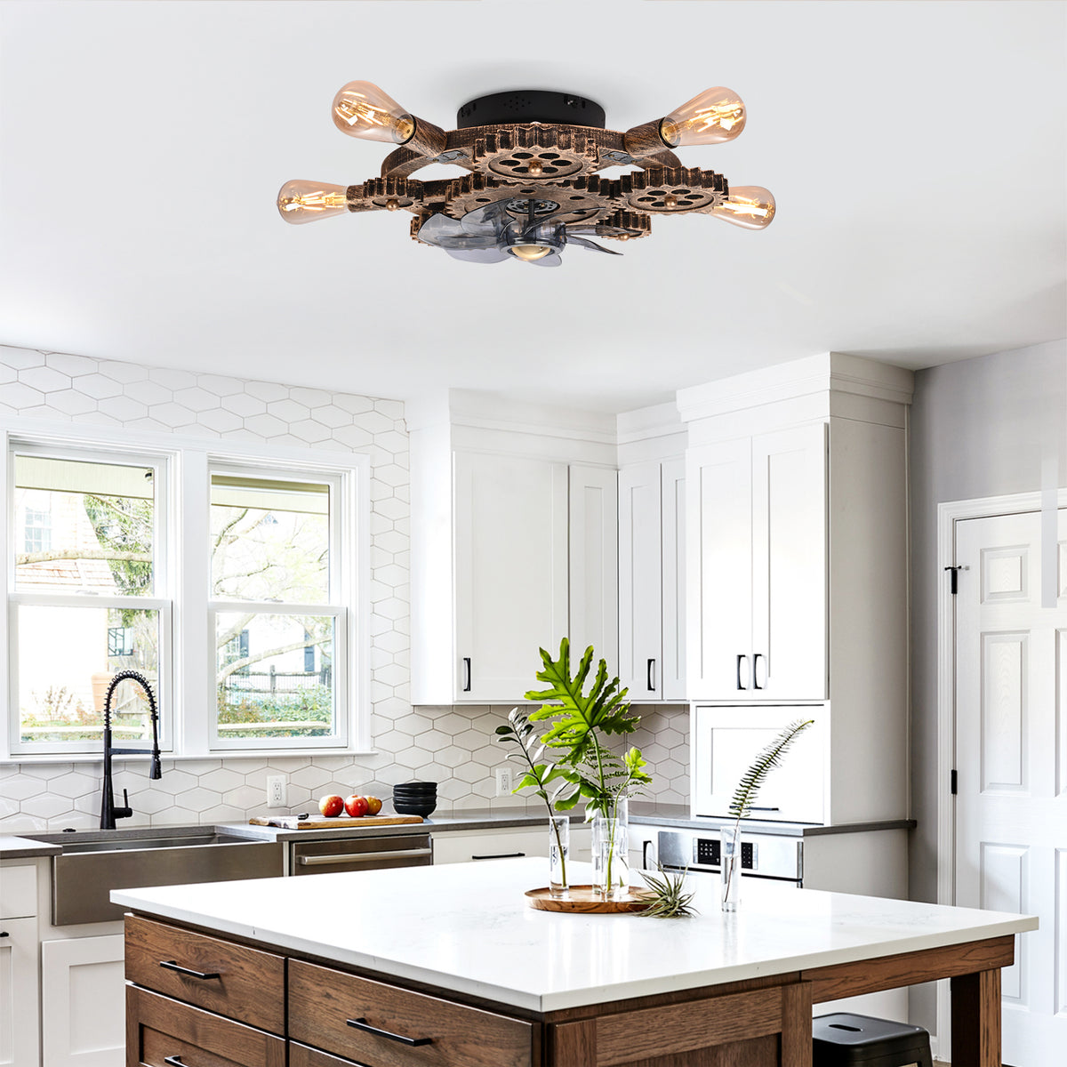 Wrenfield Bronze Caged Ceiling Fan with Light – 19.6" 7-Blade Fan (Bulbs Not Included) – view 4