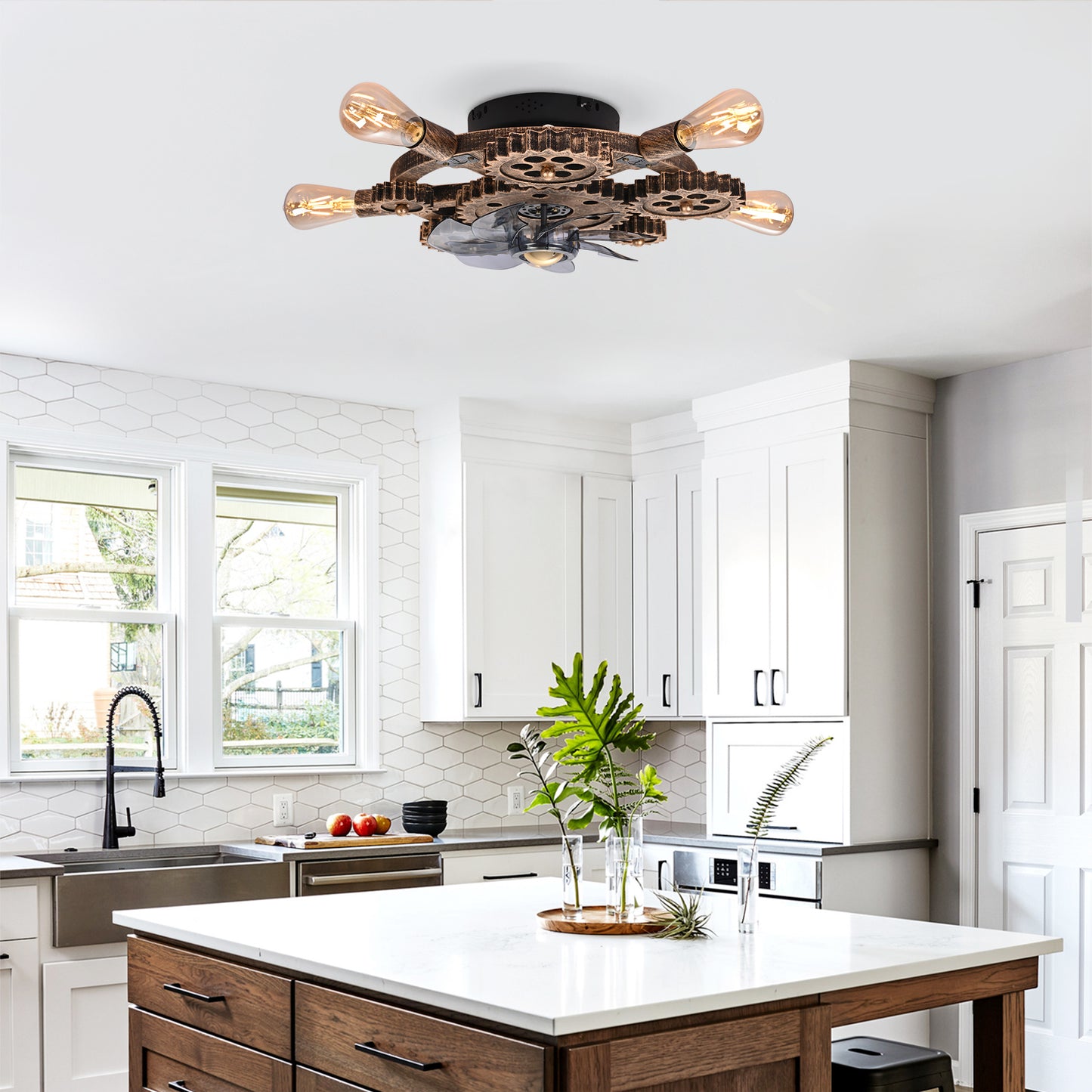 Wrenfield Bronze Caged Ceiling Fan with Light – 19.6" 7-Blade Fan (Bulbs Not Included) – view 4