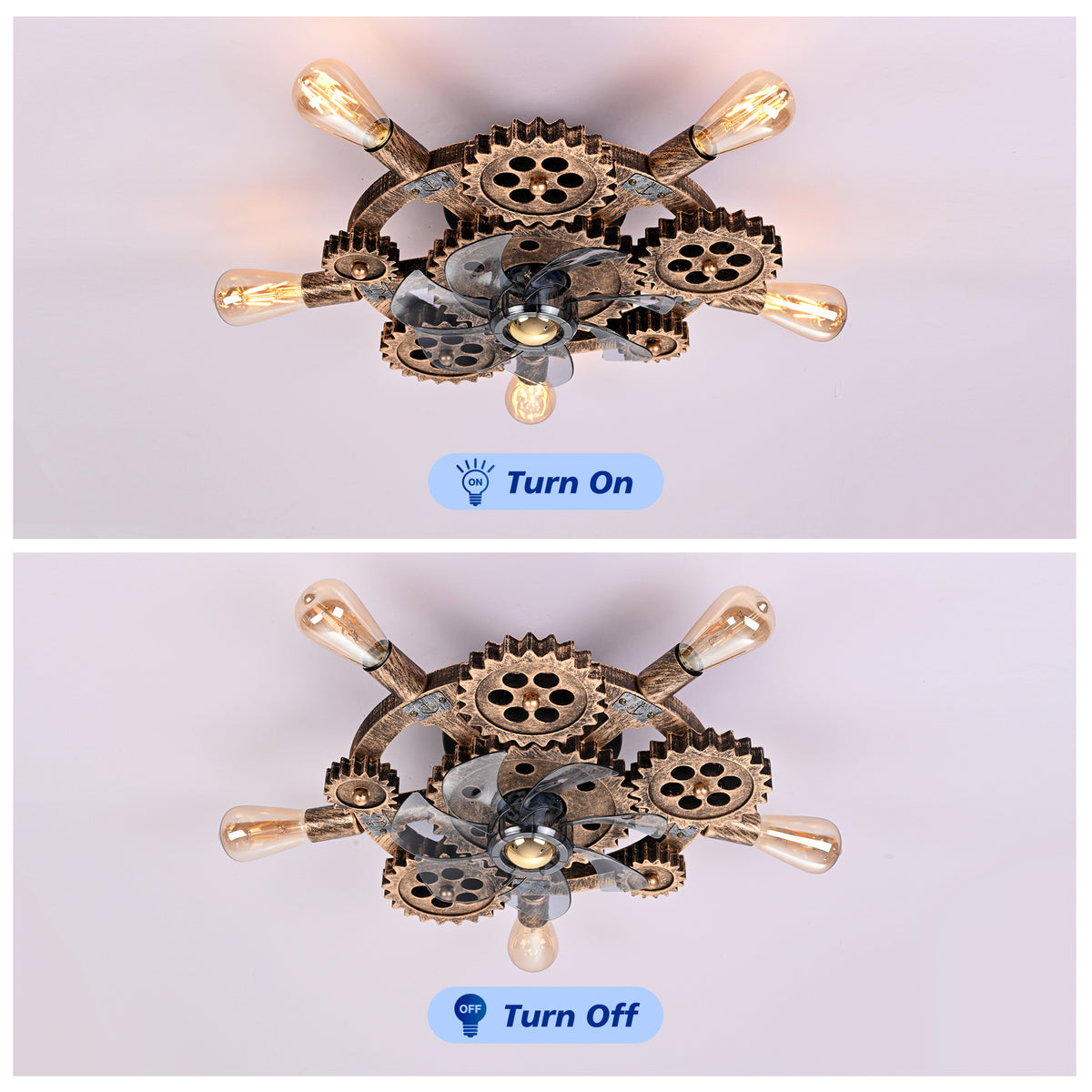 Wrenfield Bronze Caged Ceiling Fan with Light – 19.6" 7-Blade Fan (Bulbs Not Included) – view 8