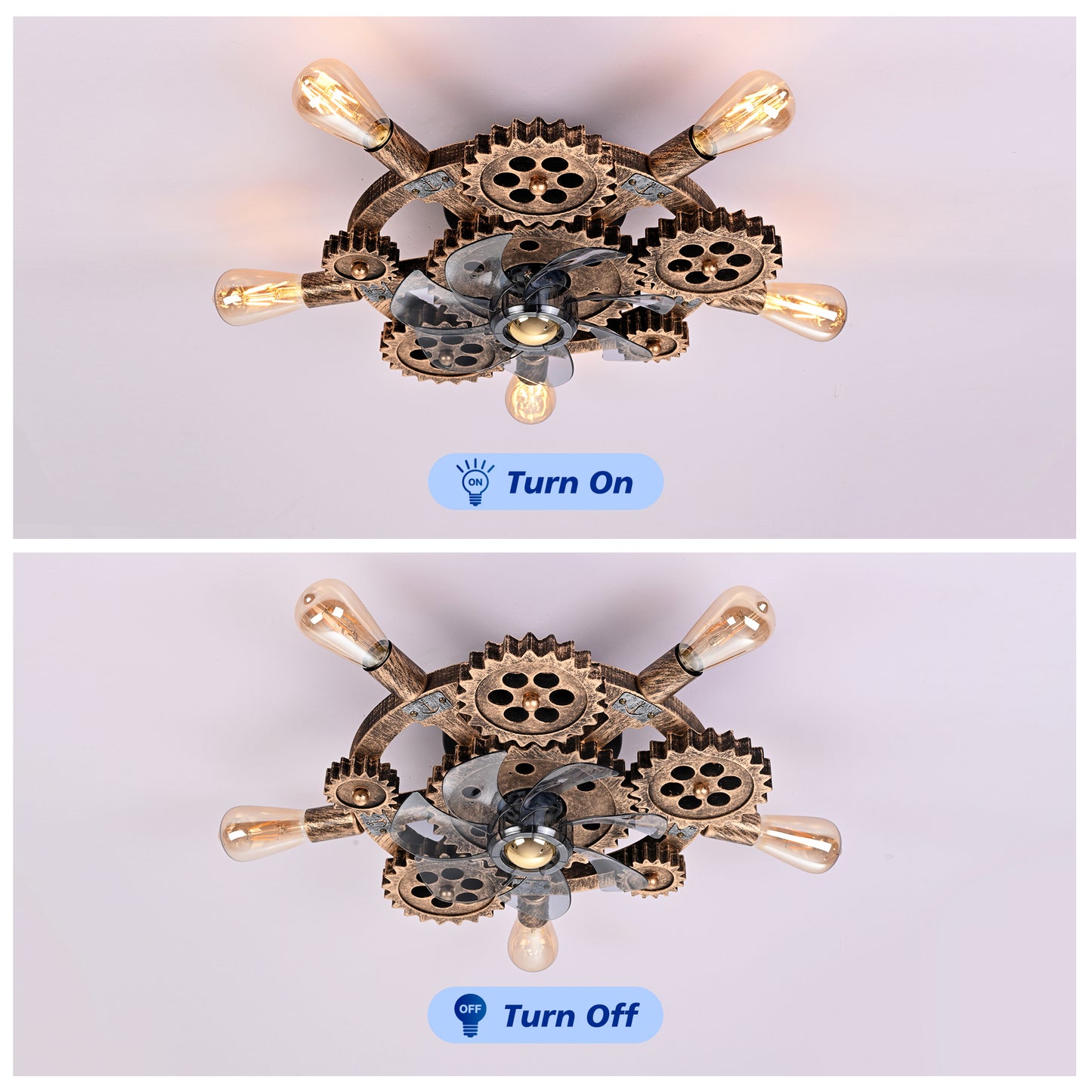 Wrenfield Bronze Caged Ceiling Fan with Light – 19.6" 7-Blade Fan (Bulbs Not Included) – view 8
