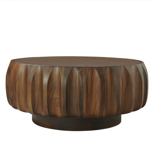 Xanthe Walnut Solid Wood & MDF Coffee Table – 31.5" Round Coffee Table