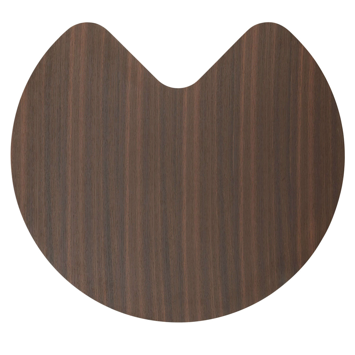 Yoab Contemporary Smoked Oak Veneer Coffee Table 35" top view with rich smoked oak finish and unique shape.