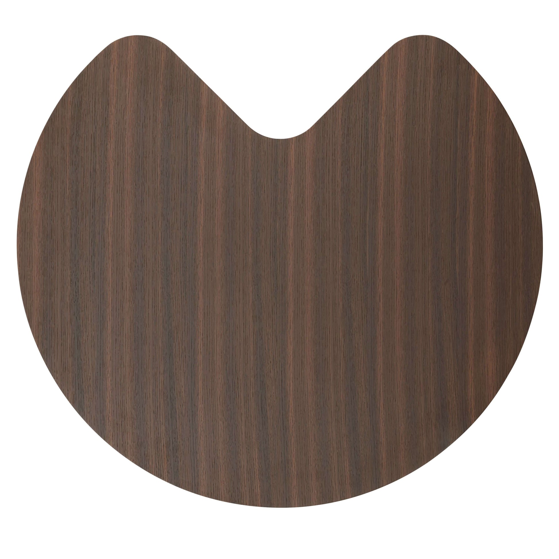 Yoab Contemporary Smoked Oak Veneer Coffee Table 35" top view with rich smoked oak finish and unique shape.