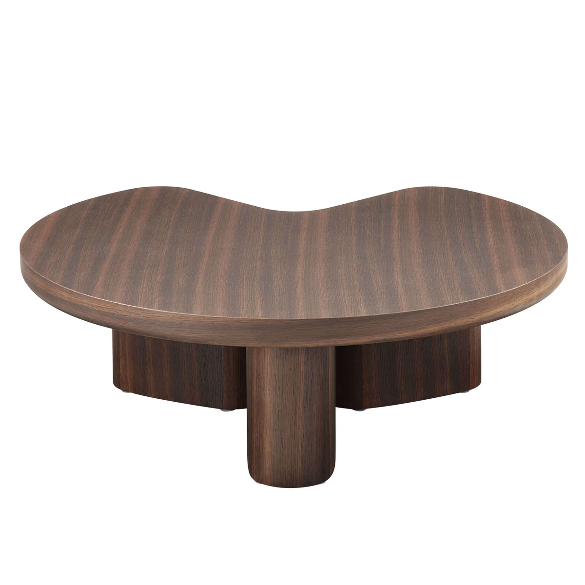 Yoab Contemporary Smoked Oak Veneer Coffee Table 35" with unique organic shape and modern design.