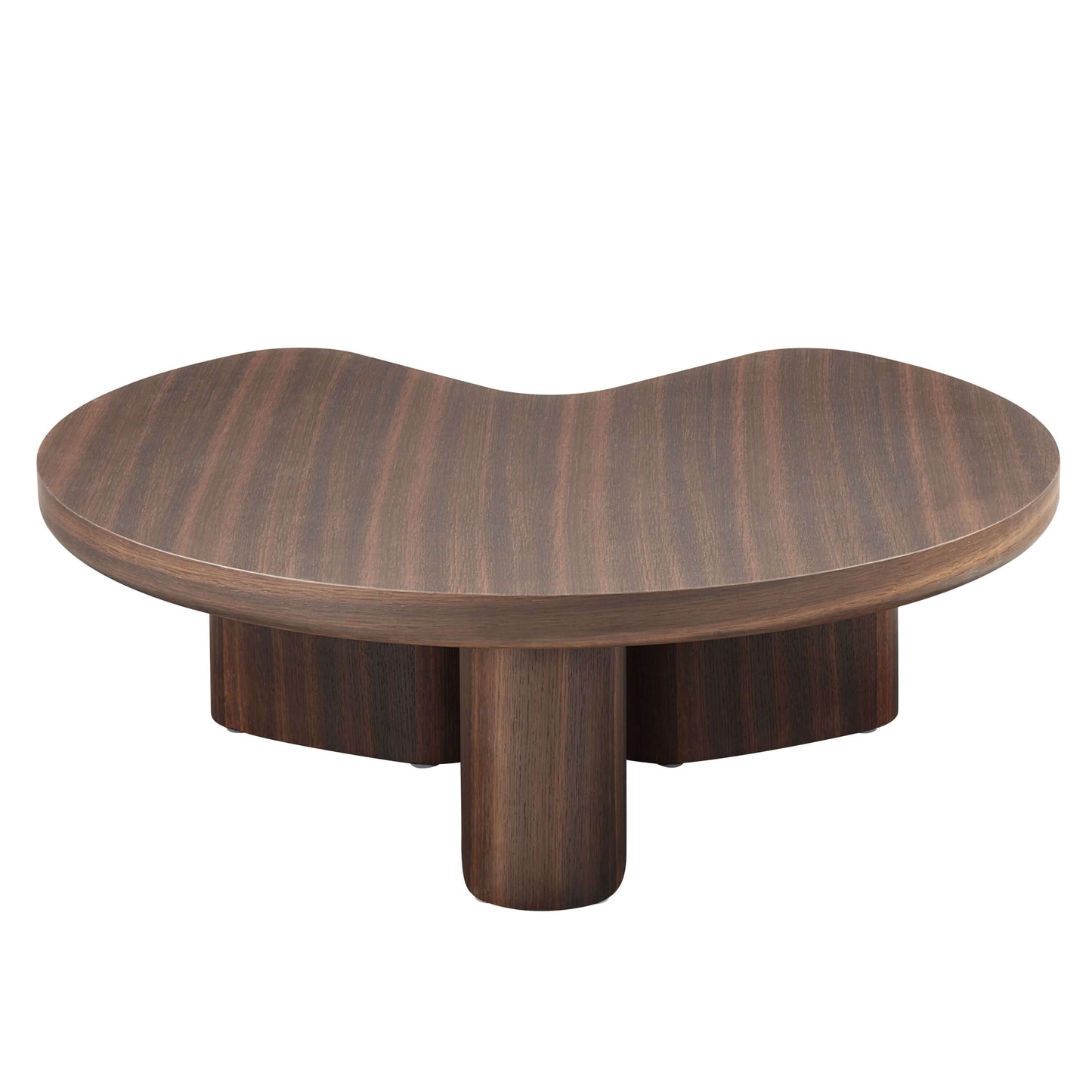 Yoab Contemporary Smoked Oak Veneer Coffee Table 35" with unique organic shape and modern design.