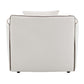 Yolanda Beige Chenille Chair w/Pillow back view showcasing its soft fabric and clean modern lines.