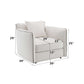 Yolanda Beige Chenille Chair w/Pillow dimensions with soft beige fabric and plush cushioning.