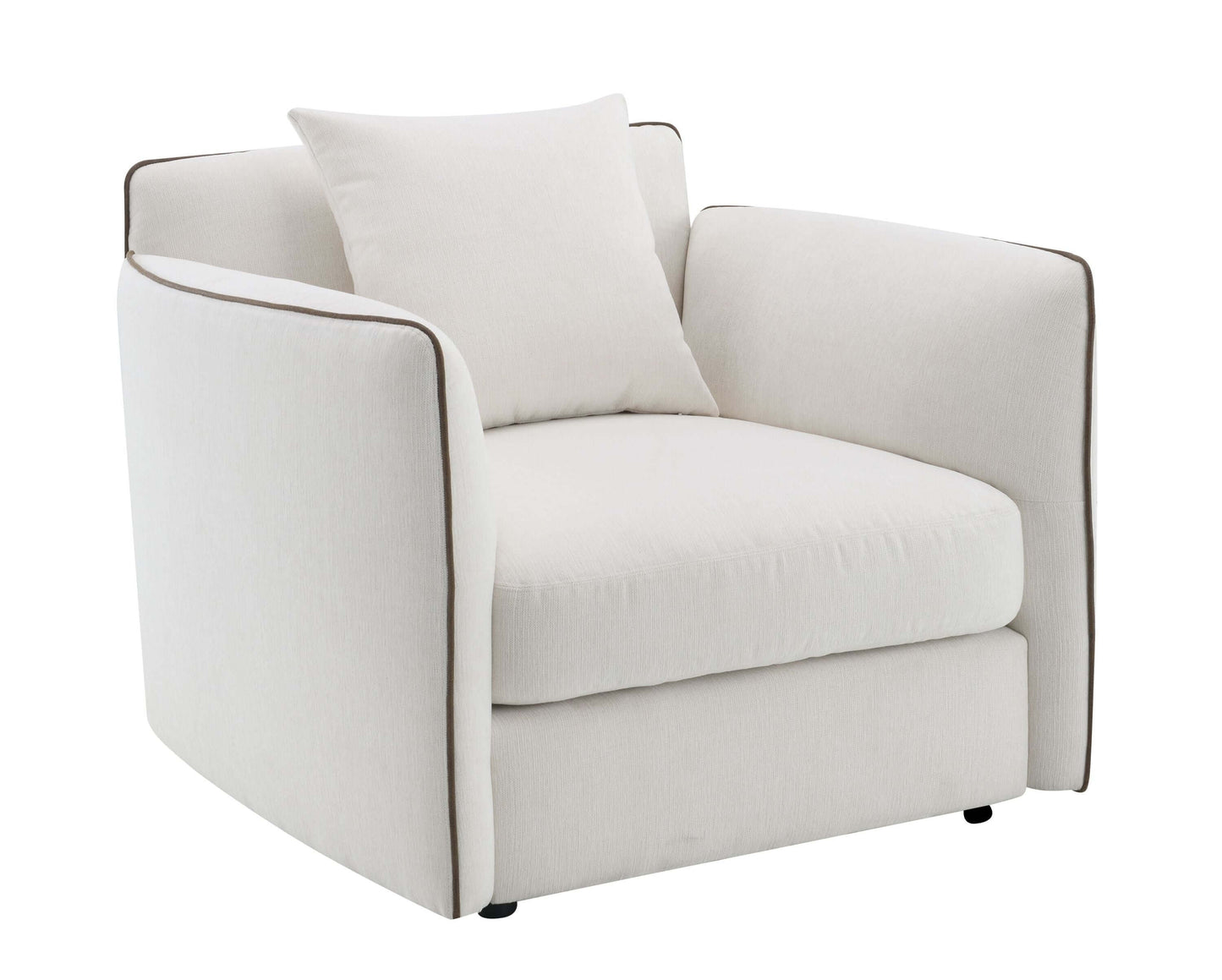 Yolanda Beige Chenille Chair w/Pillow providing cozy style and effortless comfort in contemporary interiors.