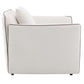 Yolanda Beige Chenille Chair w/Pillow side view showcasing soft fabric and modern design
