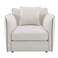 Yolanda Beige Chenille Chair w/Pillow featuring soft fabric and plush cushioning in a cozy design.