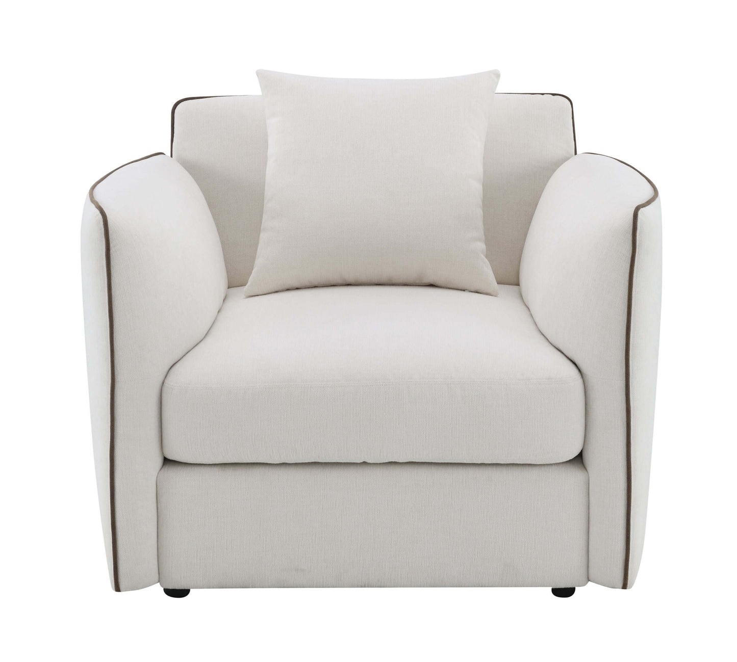 Yolanda Beige Chenille Chair w/Pillow featuring soft fabric and plush cushioning in a cozy design.