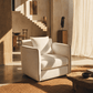 Yolanda Beige Chenille Chair w/Pillow in a cozy living room setting with modern decor.