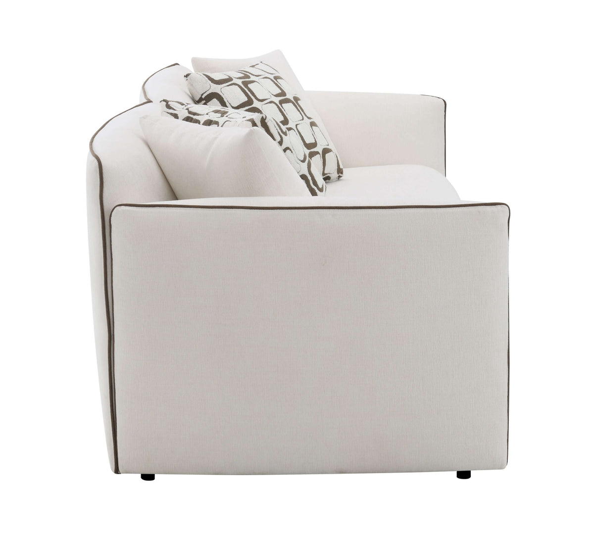 Yolanda Beige Chenille Sofa – 91” Modern Deep Seat Sofa with 4 Pillows, showcasing soft upholstery and accent pillows.