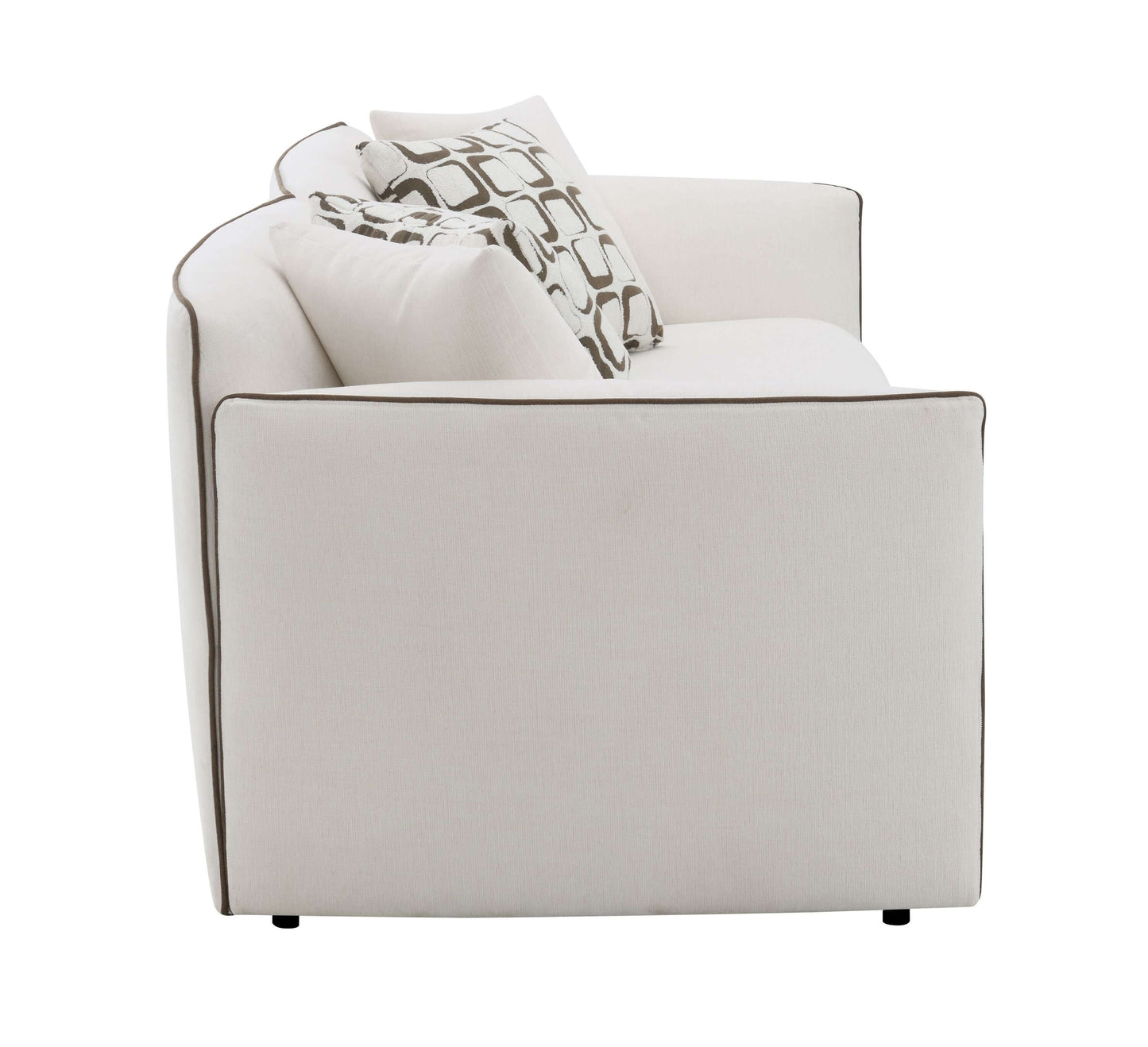Yolanda Beige Chenille Sofa – 91” Modern Deep Seat Sofa with 4 Pillows, showcasing soft upholstery and accent pillows.