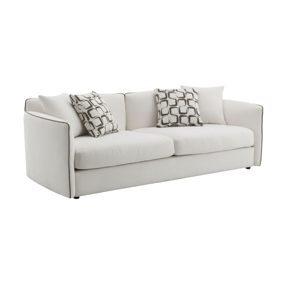 Yolanda Beige Chenille Sofa – 91” Modern Deep Seat Sofa with 4 Pillows showcasing soft texture and deep seating.