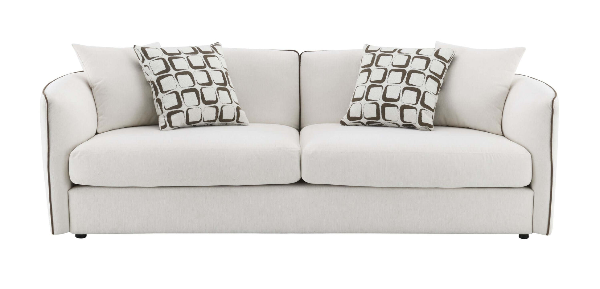 Yolanda Beige Chenille Sofa – 91” Modern Deep Seat Sofa with 4 Pillows featuring soft texture and accent pillows.