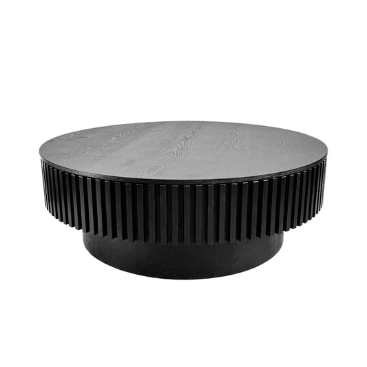 Ysolde Black Solid Wood & MDF Coffee Table – 39.37" Round Coffee Table