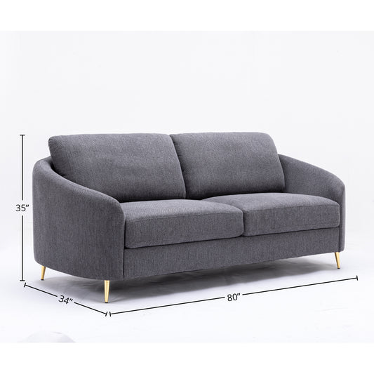 Yuina Gray Linen 3-Piece Living Room Set – 5-Seat Sofa, Loveseat & Chair – view 2