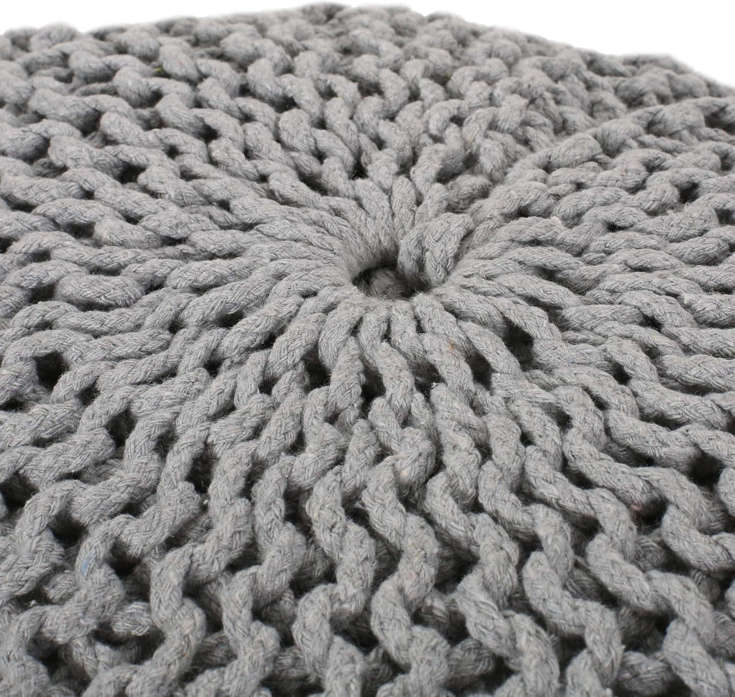 Yuny Grey Cotton Pouf – 20" Pouf – view 7