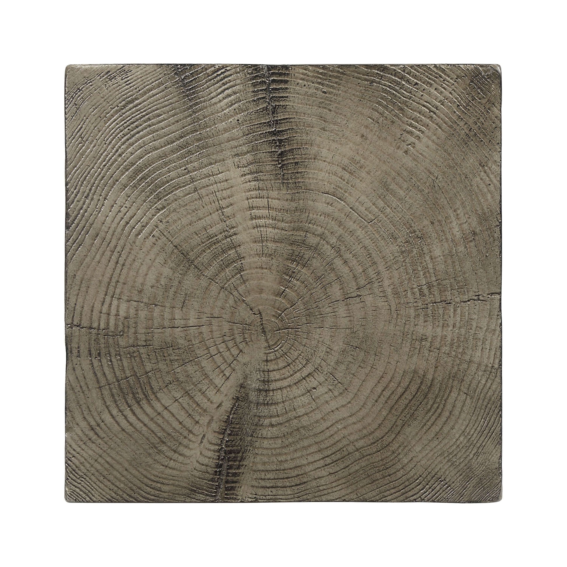 Zahi Weathered Oak Finish Accent Table – 17” Cement Side Table top view showcasing natural wood texture and cement finish.