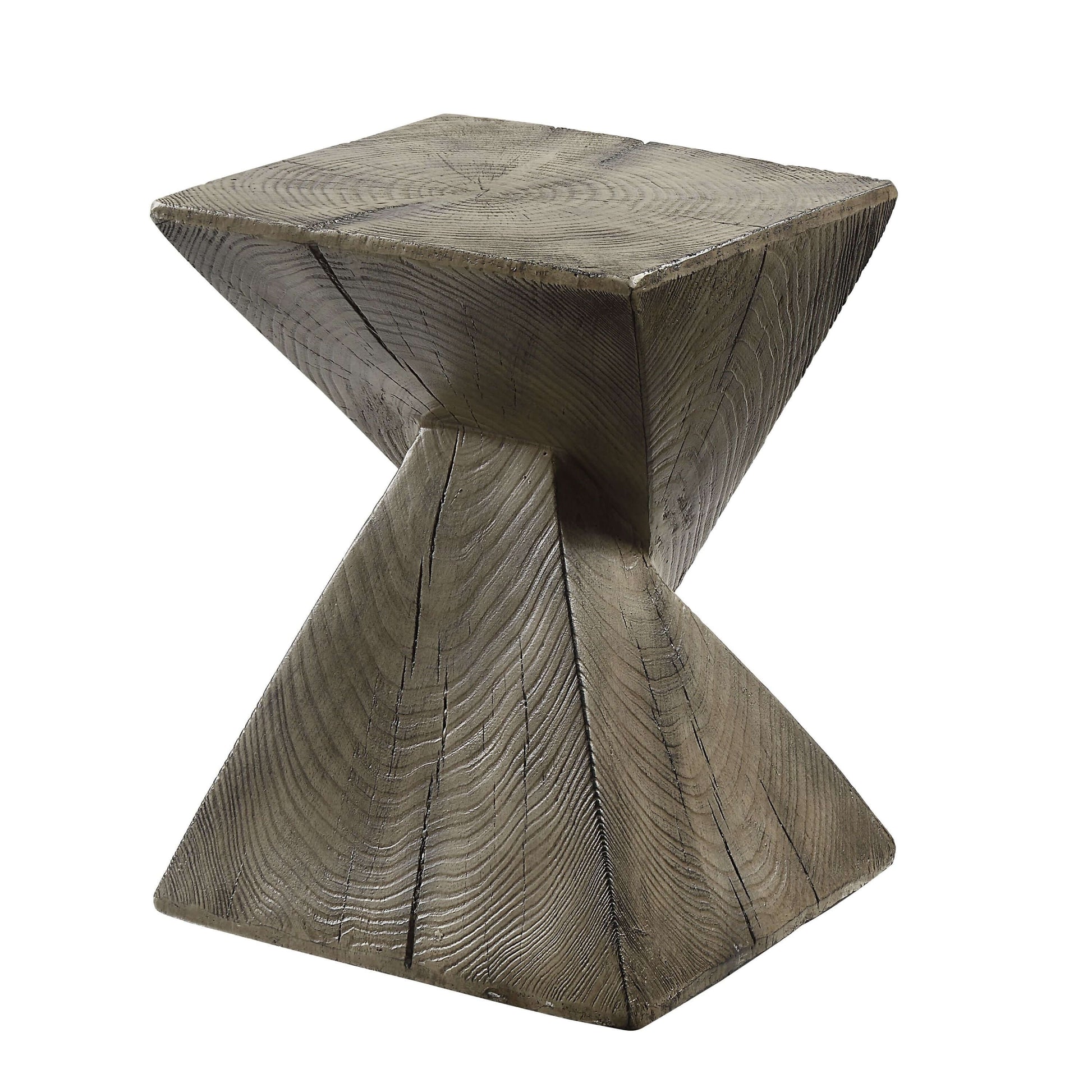 Zahi Weathered Oak Finish Accent Table – 17” Cement Side Table with raw texture and natural tone.