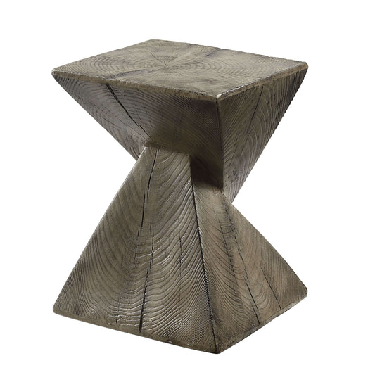 Zahi Weathered Oak Finish Accent Table – 17” Cement Side Table with raw texture and natural tone.
