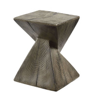 Zahi Weathered Oak Finish Accent Table – 17” Cement Side Table with raw texture and natural tone.