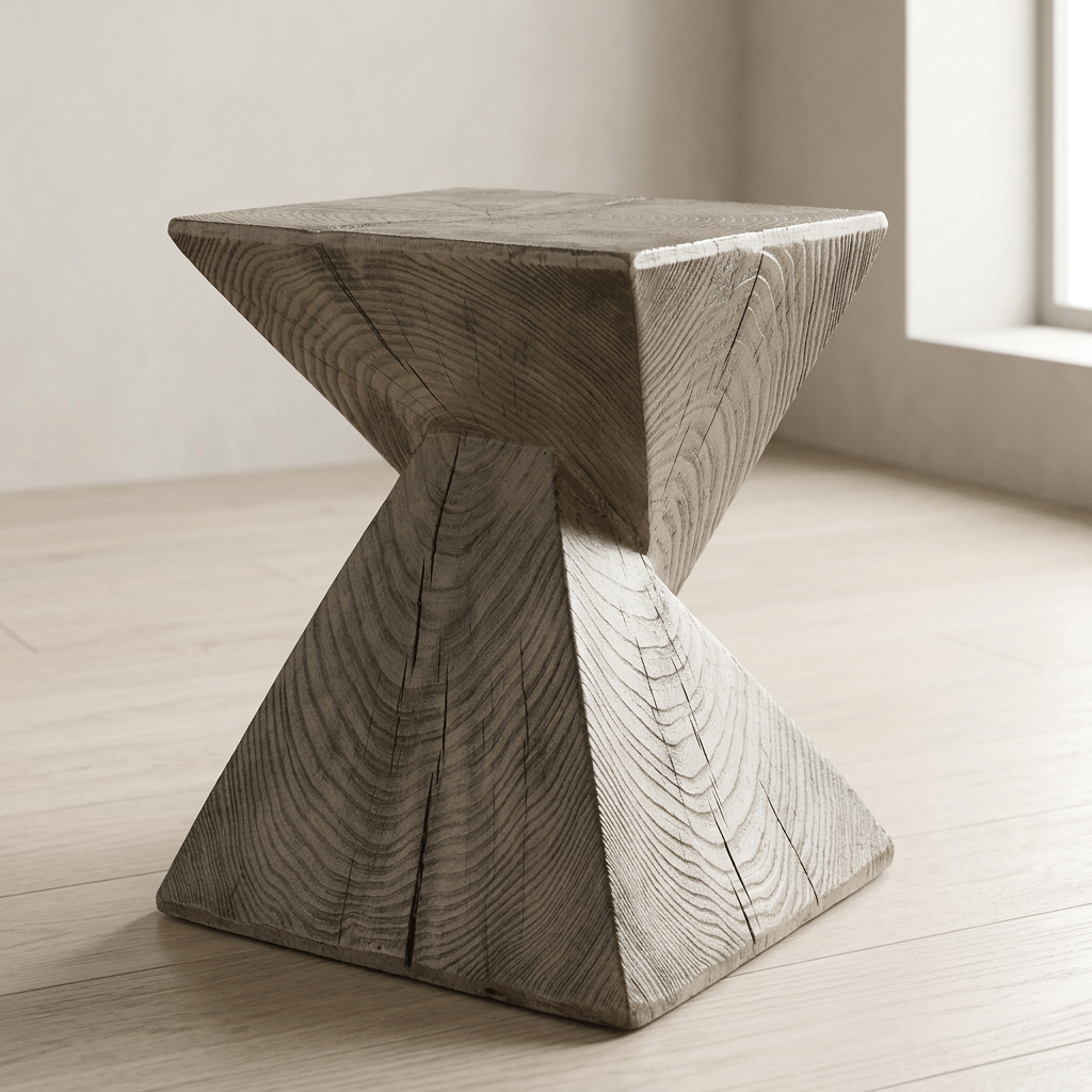 Zahi Weathered Oak Finish Accent Table – 17” Cement Side Table with raw texture and natural tone design.