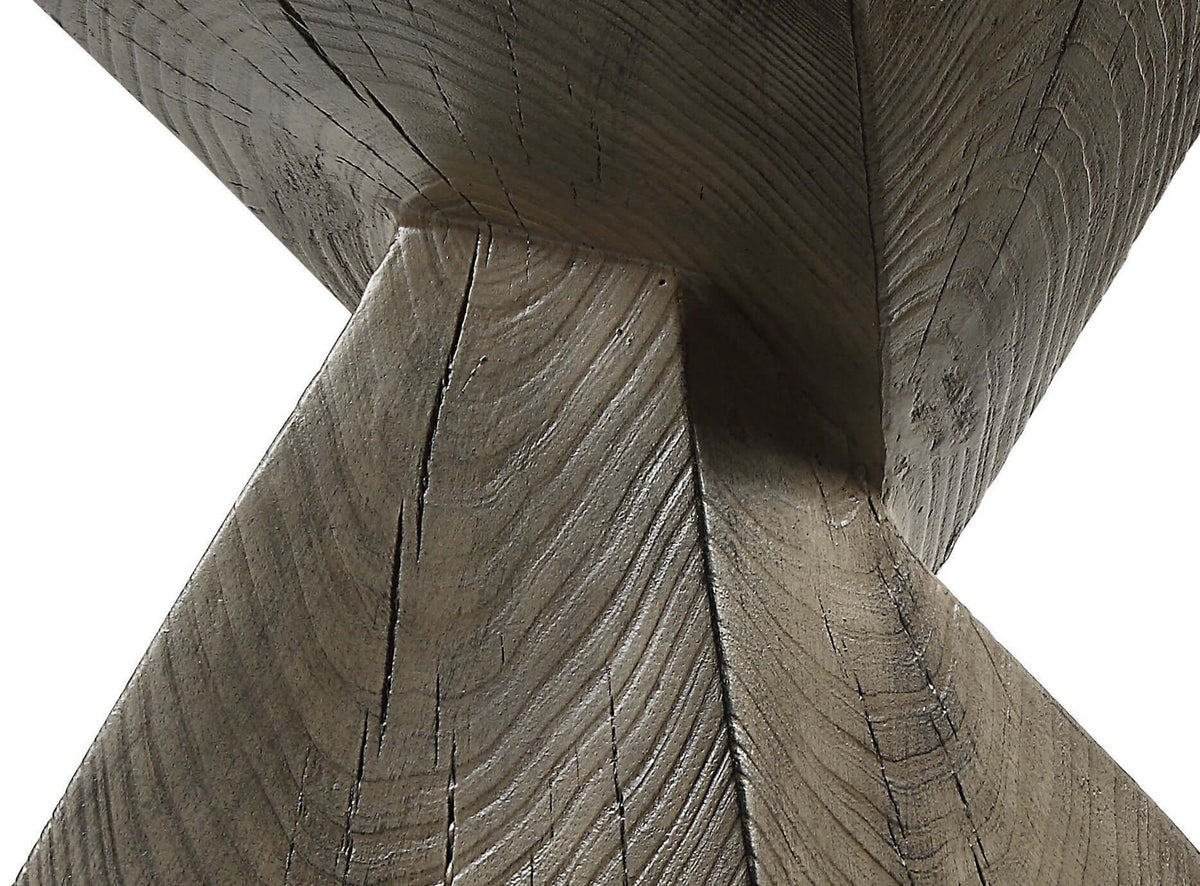 Zahi Weathered Oak Finish Accent Table – close-up detail
