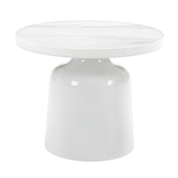 Zaid White Faux Marble End Table