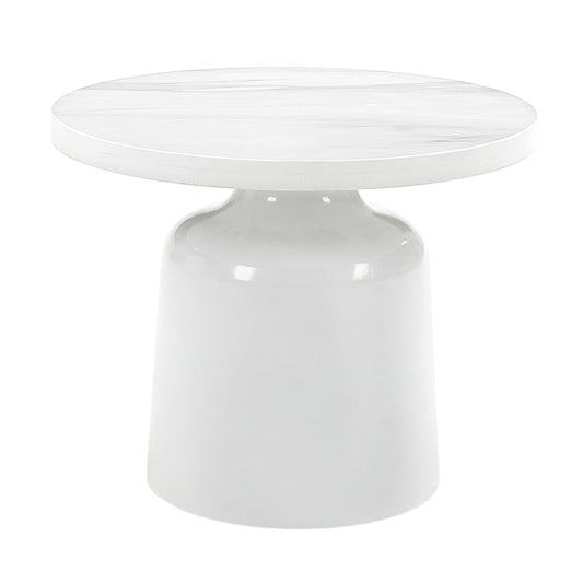 Zaid White Faux Marble End Table