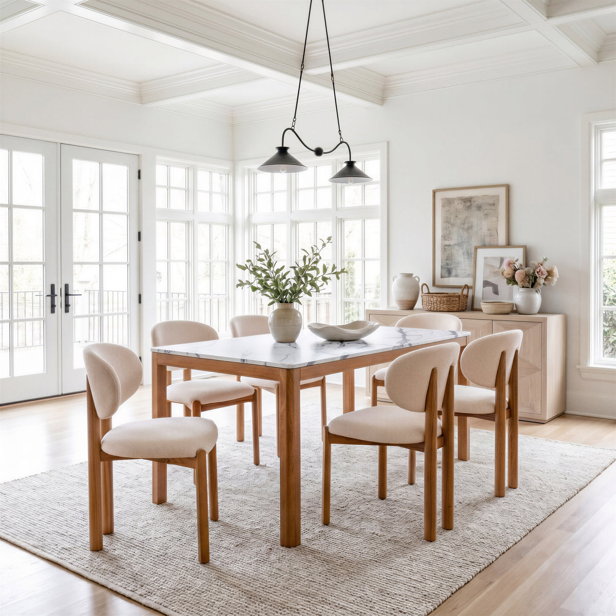 Rosetta Beige & Walnut Dining Chair (Set of 2)