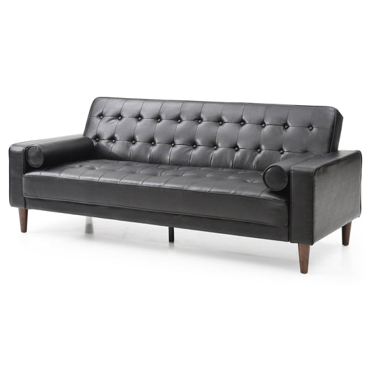 Zephyrine Black PU Sofa – 85" Sofa