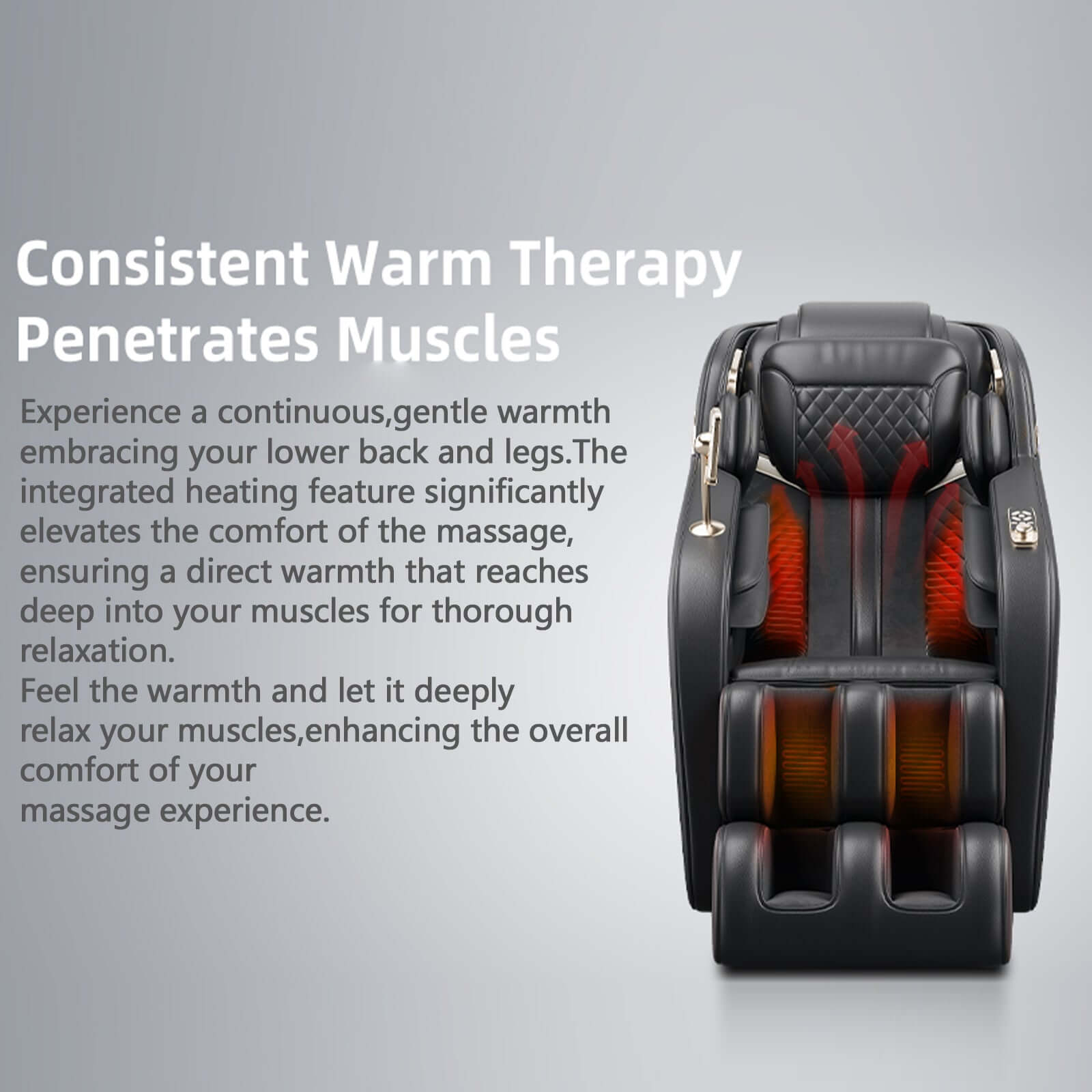 Zero Gravity Massage Chair with SL-Track and Smart Features showcasing integrated heating for muscle relaxation.