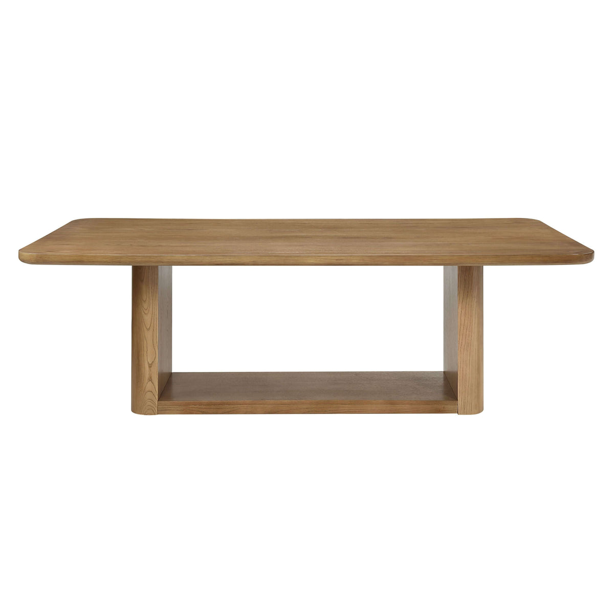 Zoey Contemporary Oak Wood Dining Table 95" in warm natural oak finish with sleek contemporary design.