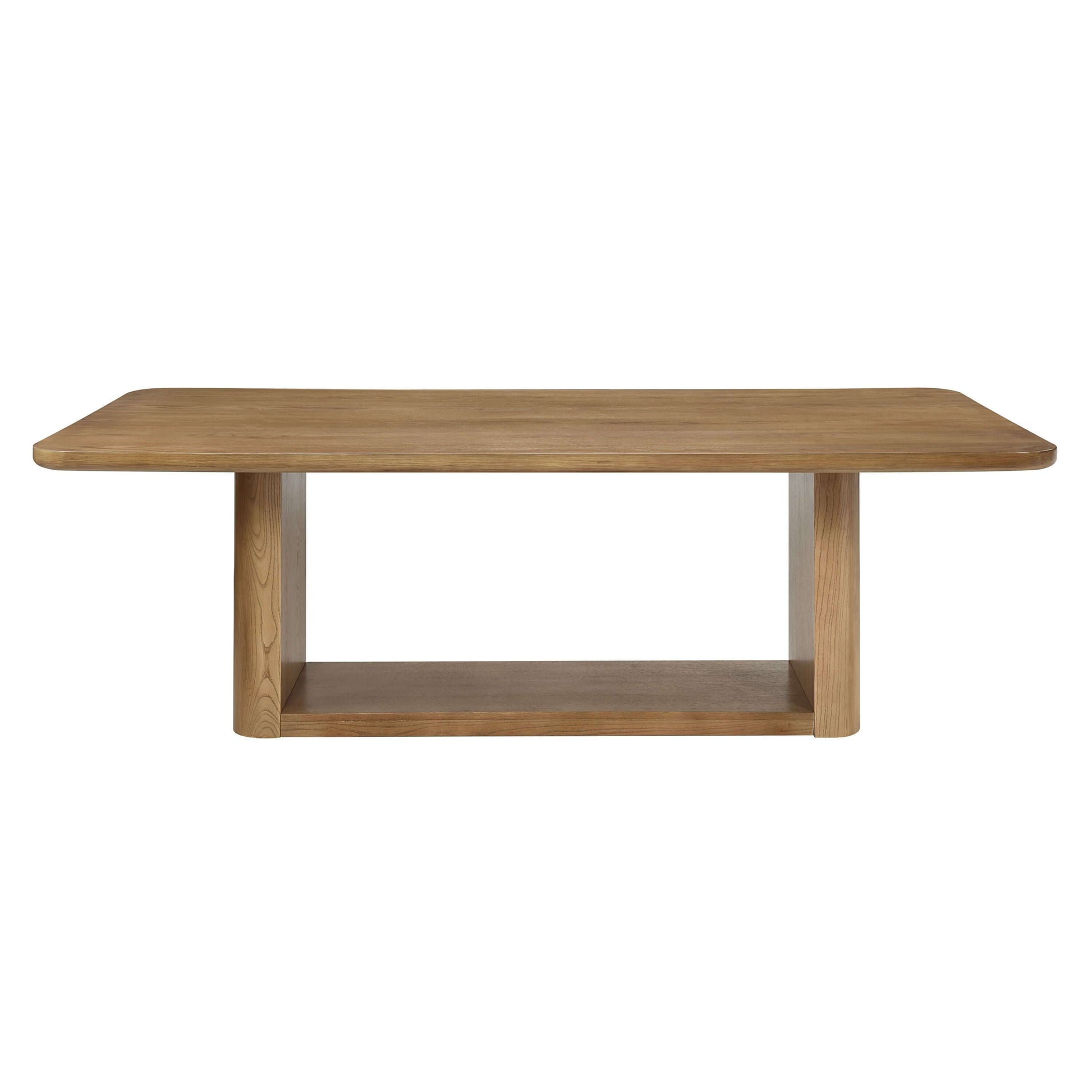Zoey Contemporary Oak Wood Dining Table 95" in warm natural oak finish with sleek contemporary design.