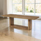 Zoey Contemporary Oak Wood Dining Table 95" in a stylish living space with natural light and modern decor.