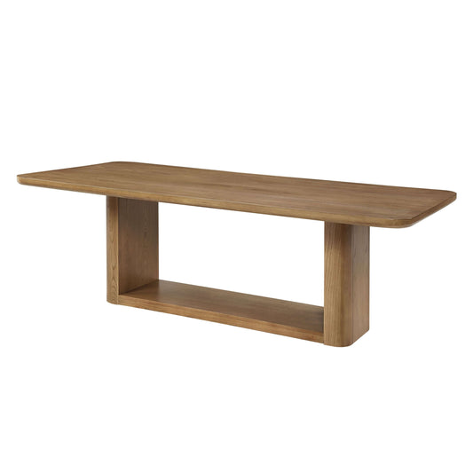 Zoey Contemporary Oak Wood Dining Table 95" featuring a warm natural oak finish and contemporary design.
