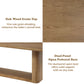 Close-up of Zoey Contemporary Oak Wood Dining Table 95" showing oak wood grain top and dual-panel open pedestal base.