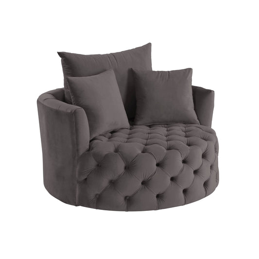 Zunyas Gray Velvet Accent Chair – 43"W Accent Chair