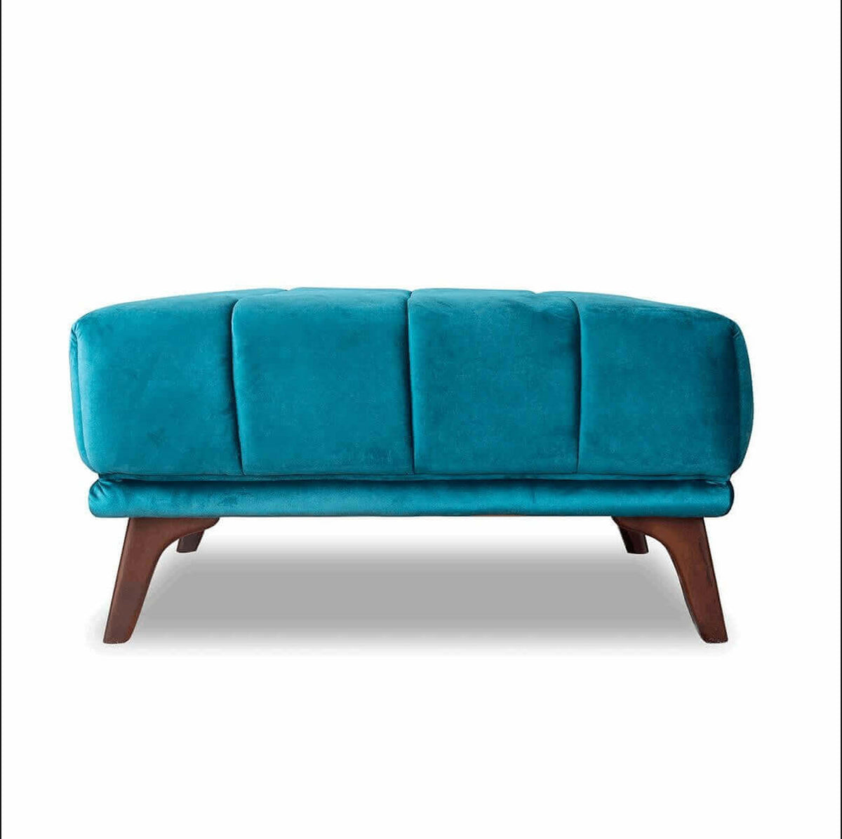 Addison MCM Tufted Square Ottoman 33" – Modern Upholstered Ottoman (Multiple Colors & Fabrics) in teal.