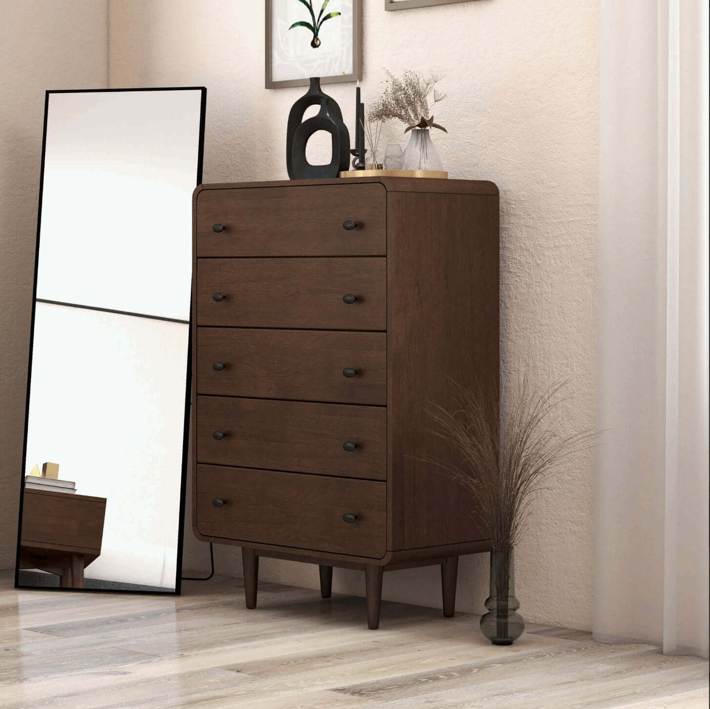 Alexa Mid Century Modern Dresser 6-Drawers Alexa Mid Century Modern Dresser 6-Drawers