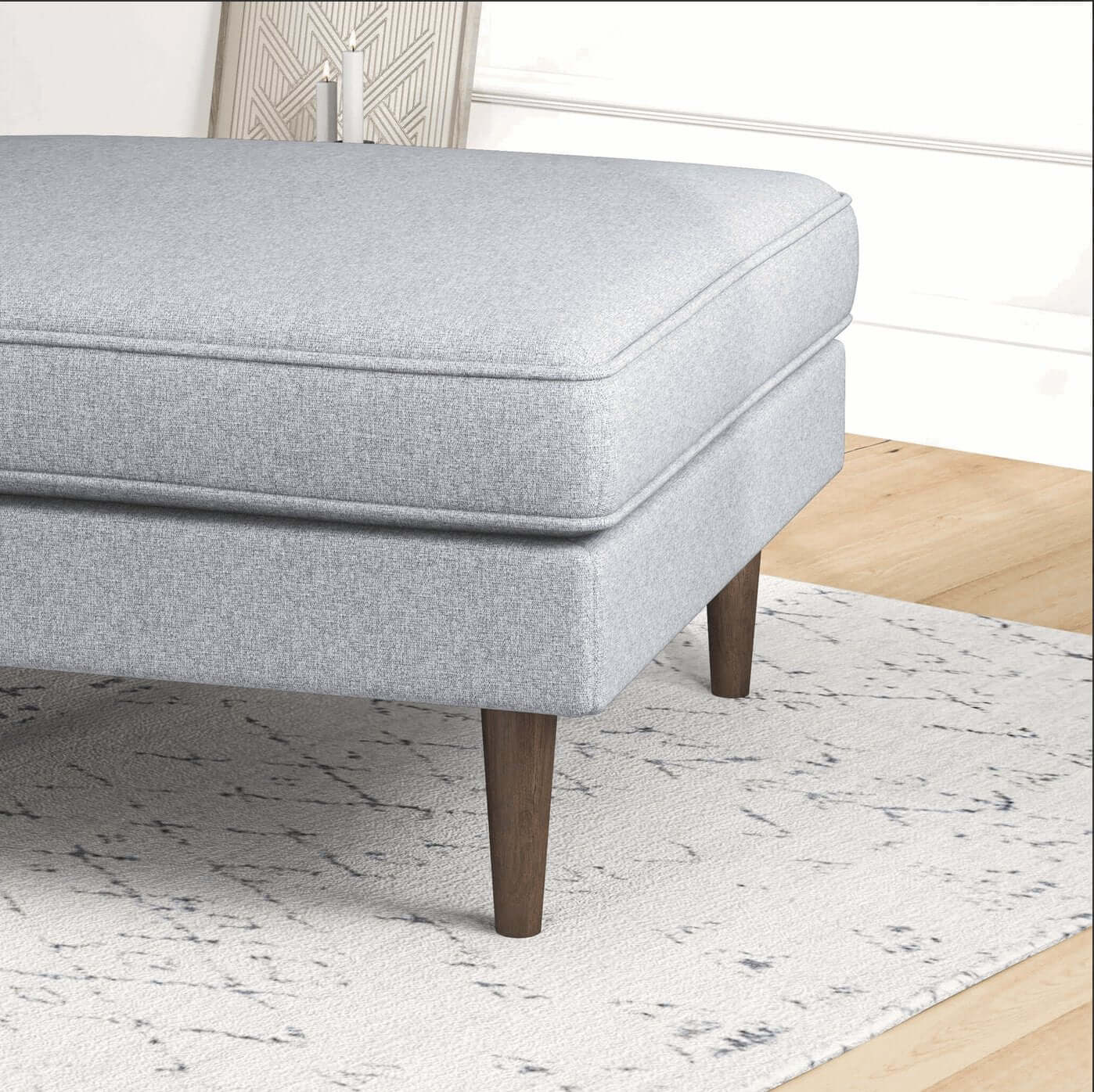 Amber MCM Style Square Upholstered Ottoman - Revel Sofa 