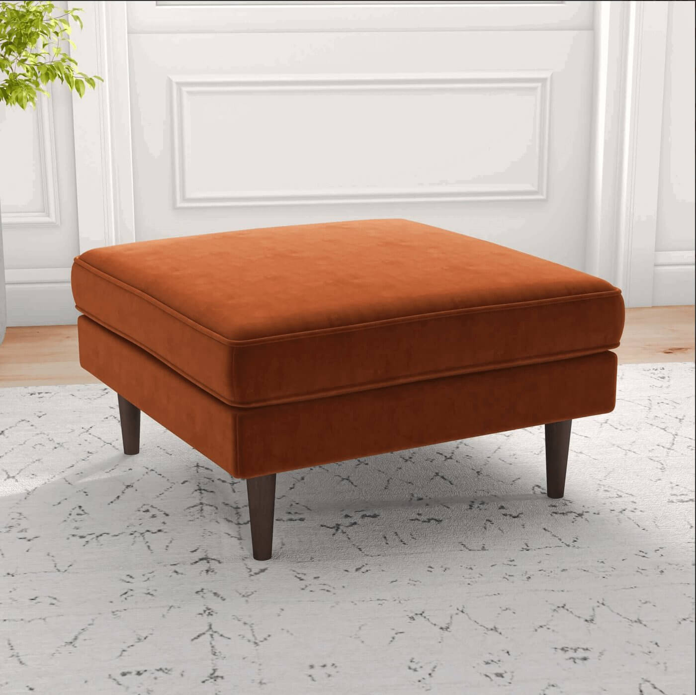 Amber MCM Style Square Upholstered Ottoman - Revel Sofa 