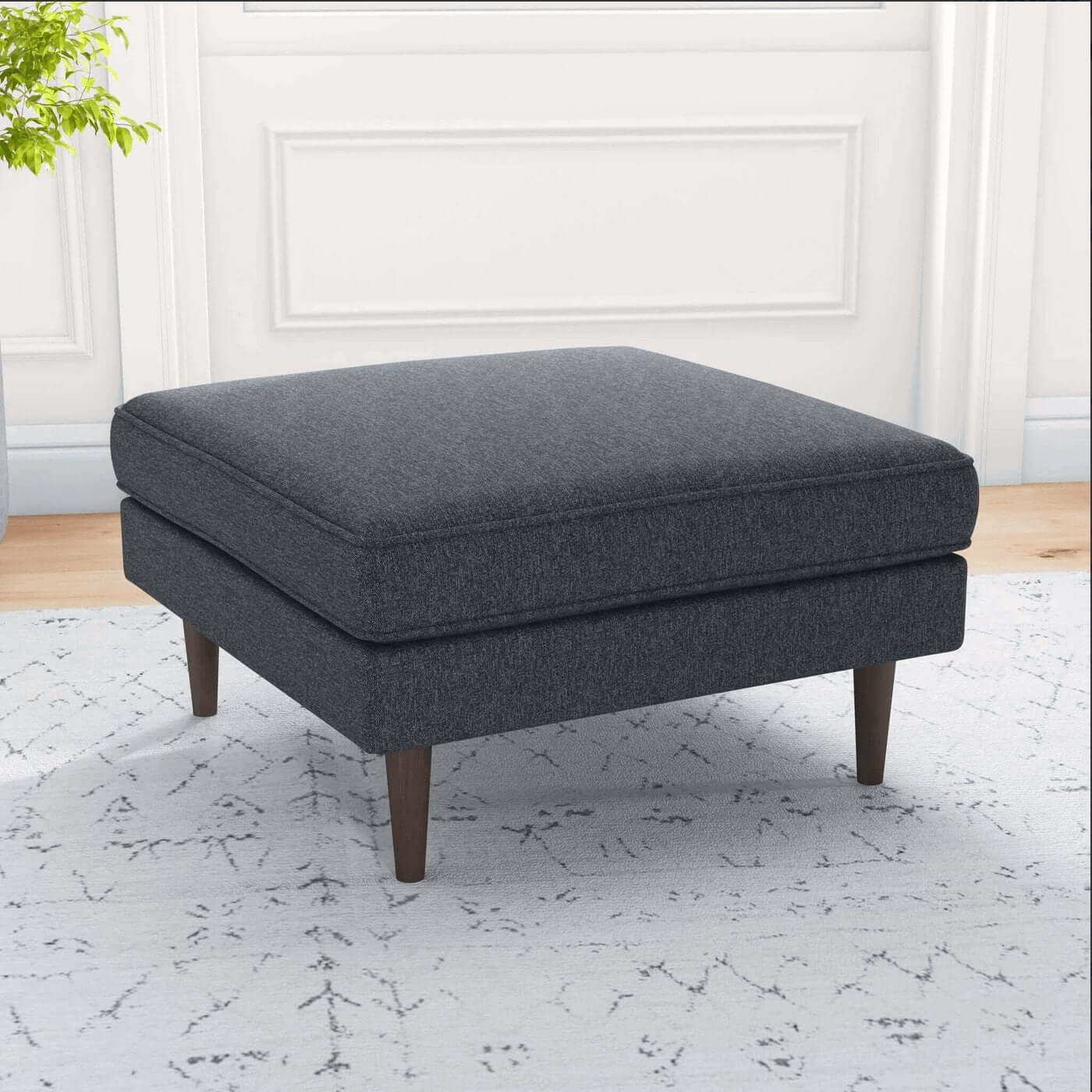 Amber MCM Style Square Upholstered Ottoman - Revel Sofa 