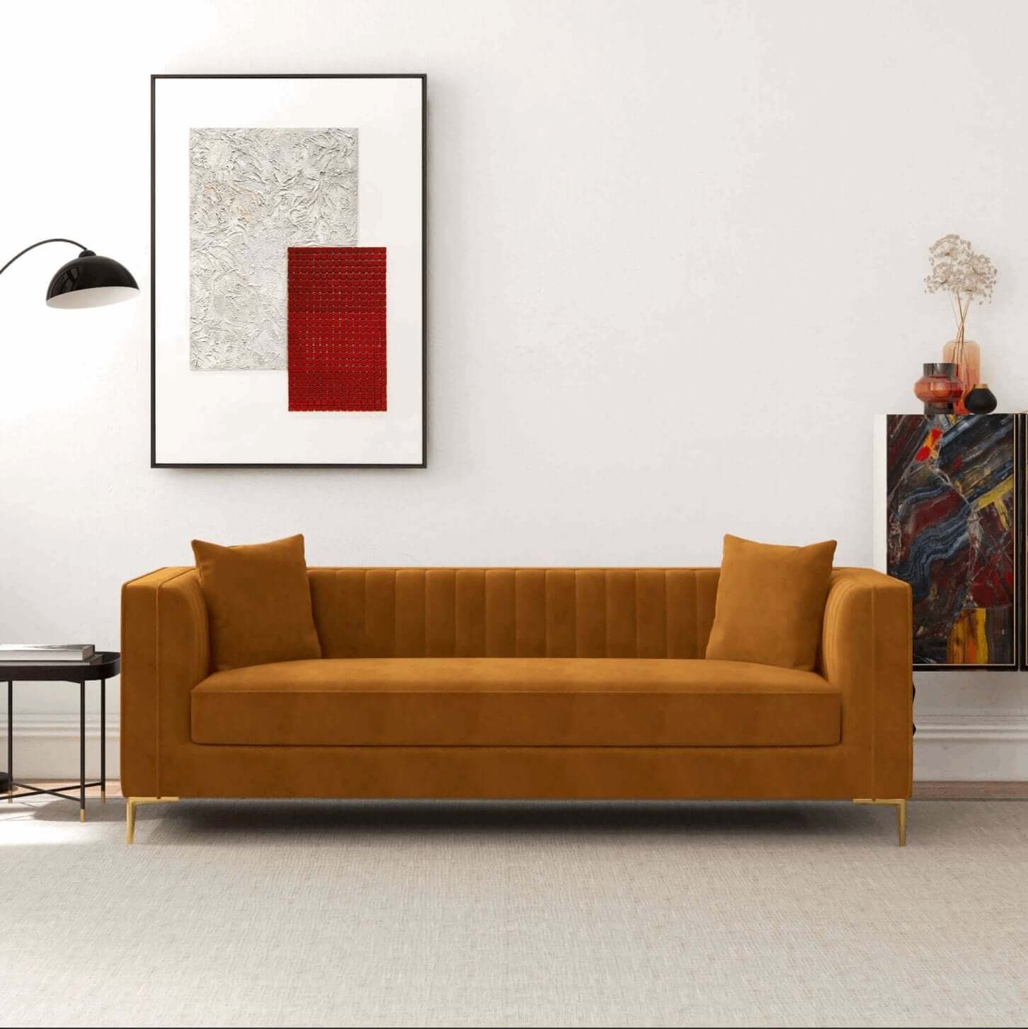 Angelina MCM Luxury Channel Tufted Sofa 84" - Revel Sofa 